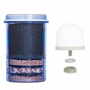 Afbeelding van een keramisch filter en een meerstappenfilter voor het Aqualine 5 waterfilter.
