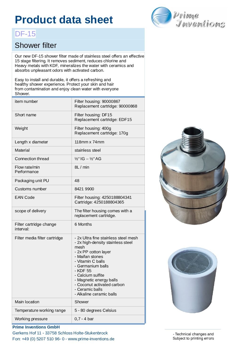 Douchefilter DF-15 vervangingsfilters (combi) - Afbeelding 3